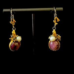 Silver and gemstone earrings dangle